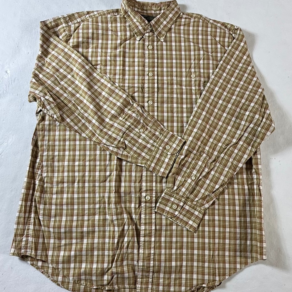 Filson Button Down‎ Shirt Mens XL Brown Plaid Cotton Long Sleeve Workwear Casual - Picture 2 of 6
